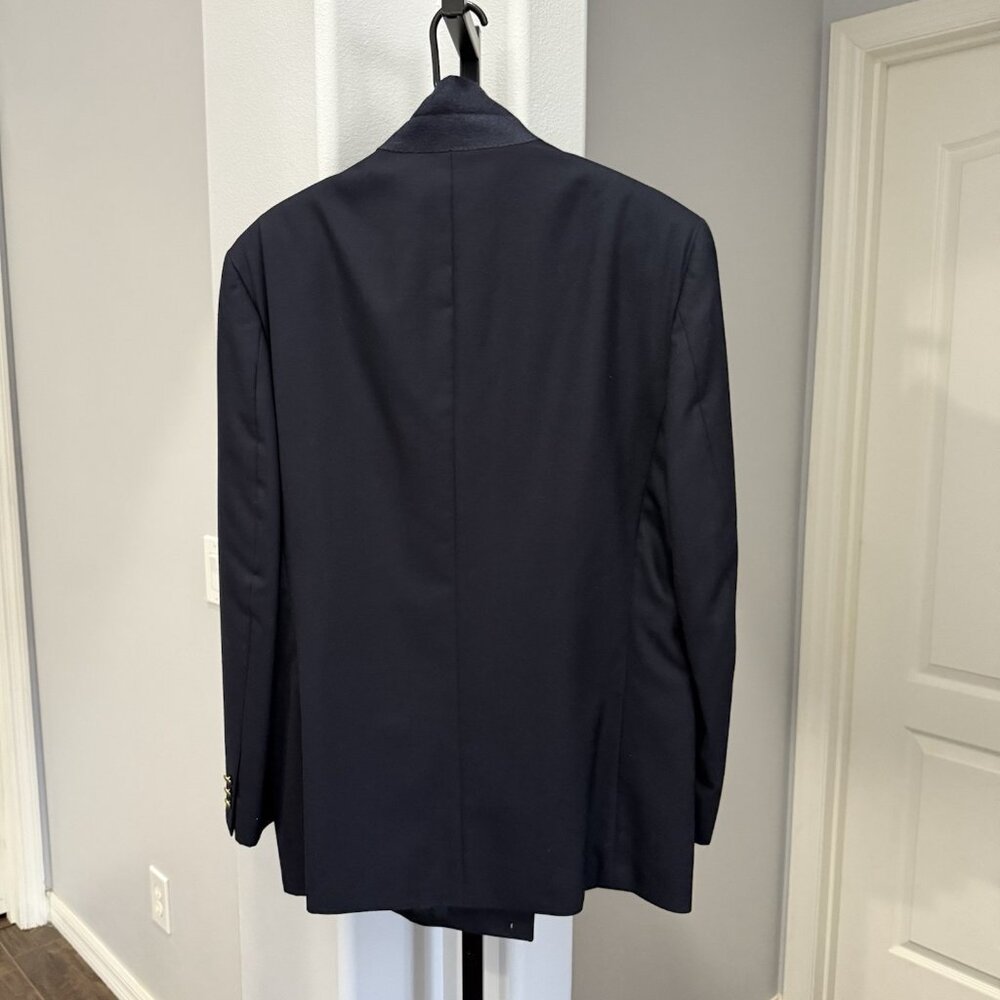 Vintage Oscar de la Renta Men’s Navy Blue Double-Breasted Blazer 42R - Picture 13 of 14